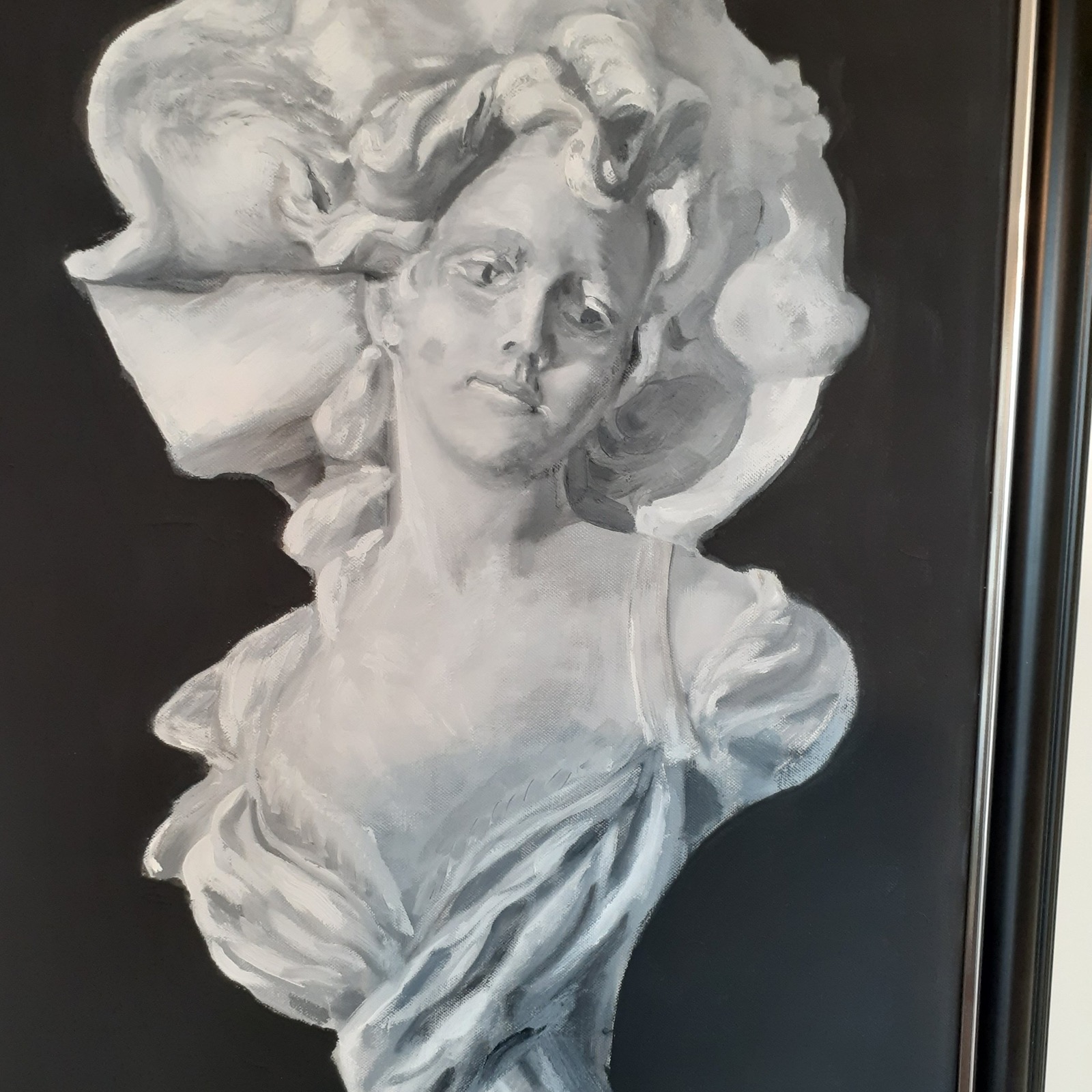 Monochrome oil study of a classical marble bust